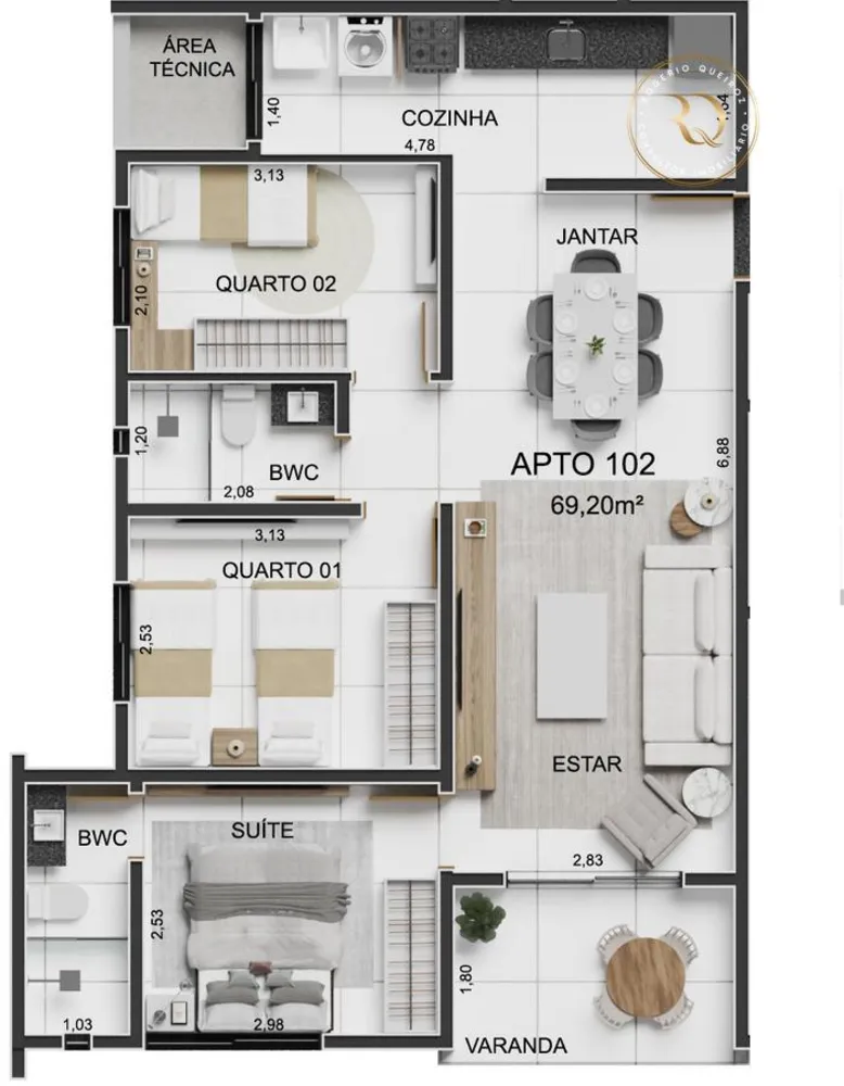 Apartamento, 3 quartos, 69 m² - Foto 3