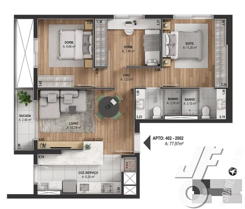 Apartamento, 2 quartos, 66 m² - Foto 2