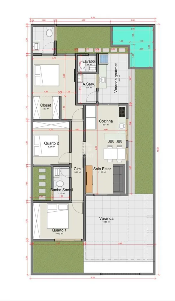 Casa, 3 quartos, 100 m² - Foto 14