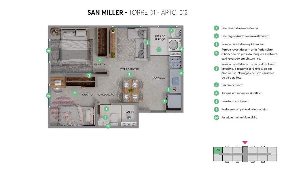 Apartamento, 2 quartos, 32 m² - Foto 2