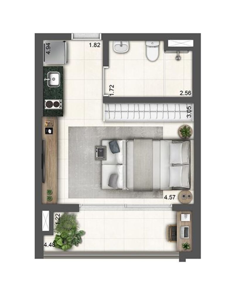 Apartamento, 1 quarto, 32 m² - Foto 2