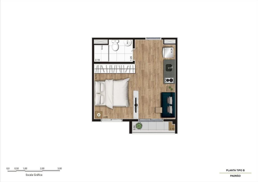 Apartamento, 1 quarto, 29 m² - Foto 3