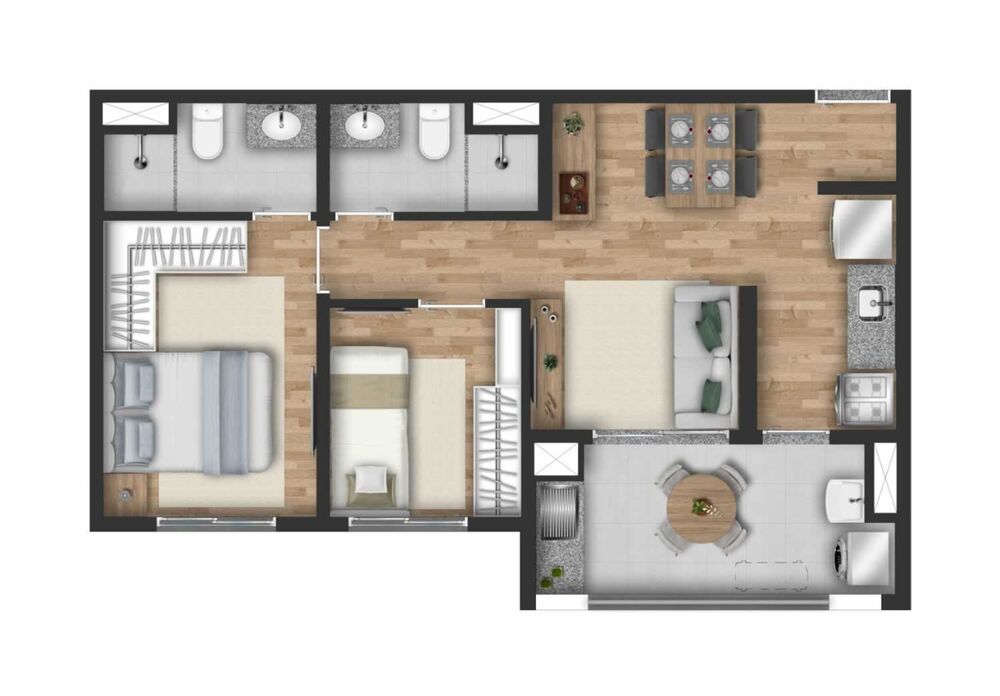 Apartamento, 2 quartos, 47 m² - Foto 3