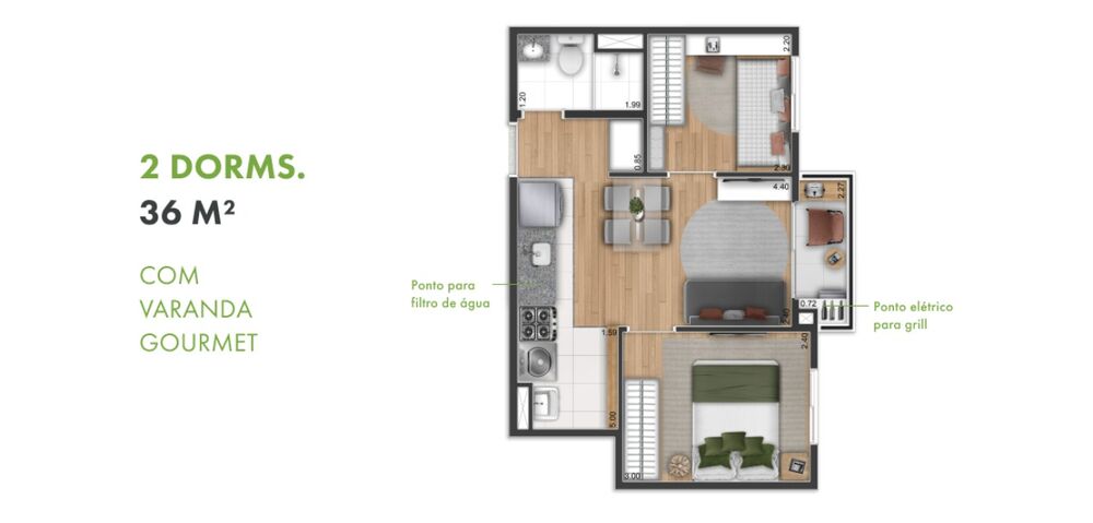 Apartamento, 2 quartos, 36 m² - Foto 41