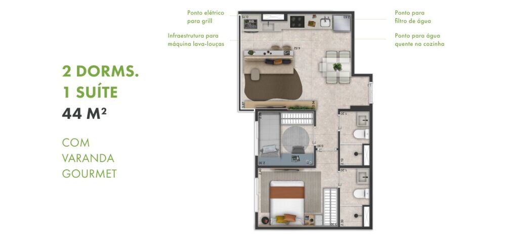 Apartamento, 2 quartos, 36 m² - Foto 44