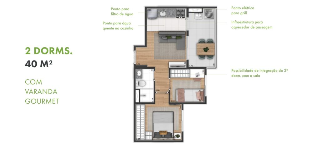 Apartamento, 2 quartos, 36 m² - Foto 42