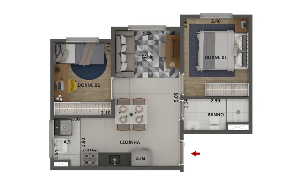 Apartamento, 2 quartos, 36 m² - Foto 12