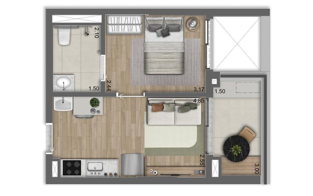 Apartamento, 1 quarto, 34 m² - Foto 2