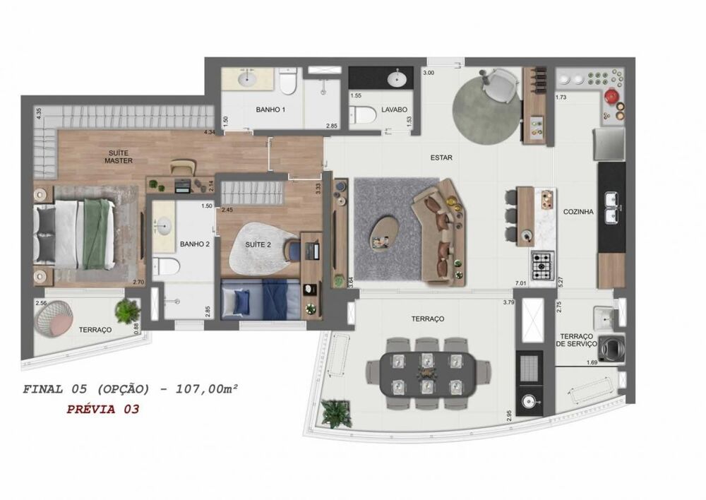 Apartamento, 3 quartos, 107 m² - Foto 2