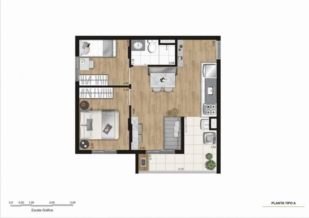 Apartamento, 2 quartos, 36 m² - Foto 3