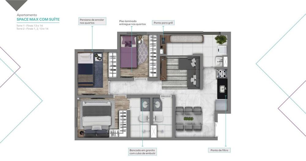 Apartamento, 3 quartos, 53 m² - Foto 3
