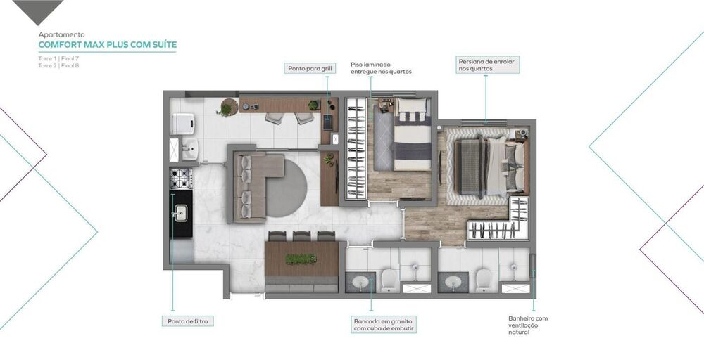 Apartamento, 3 quartos, 53 m² - Foto 4