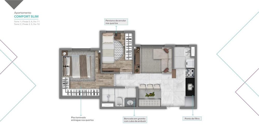 Apartamento, 3 quartos, 53 m² - Foto 1