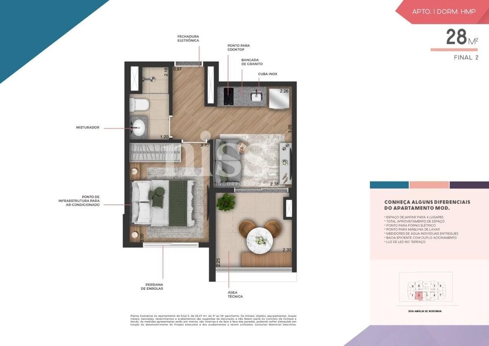 Apartamento, 1 quarto, 28 m² - Foto 2