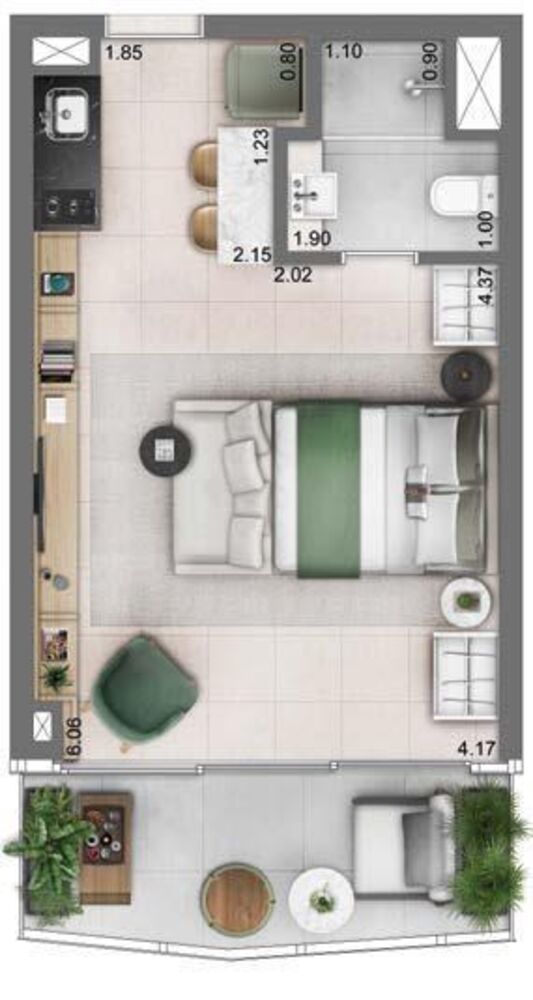 Apartamento, 1 quarto, 34 m² - Foto 1