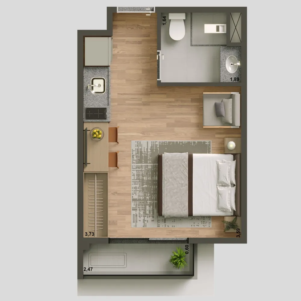 Apartamento, 1 quarto, 28 m² - Foto 8