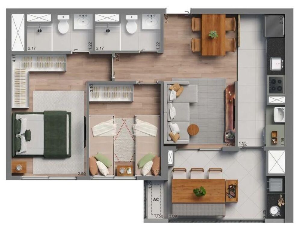Apartamento, 2 quartos, 60 m² - Foto 1