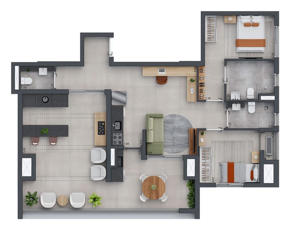 Apartamento, 2 quartos, 60 m² - Foto 3