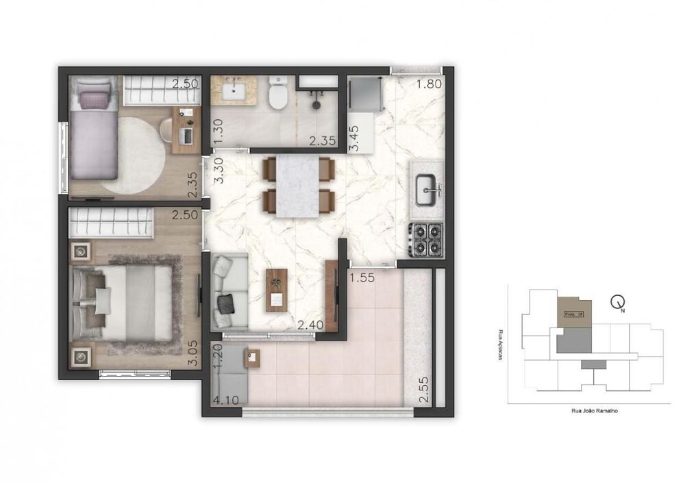 Apartamento, 2 quartos, 45 m² - Foto 1