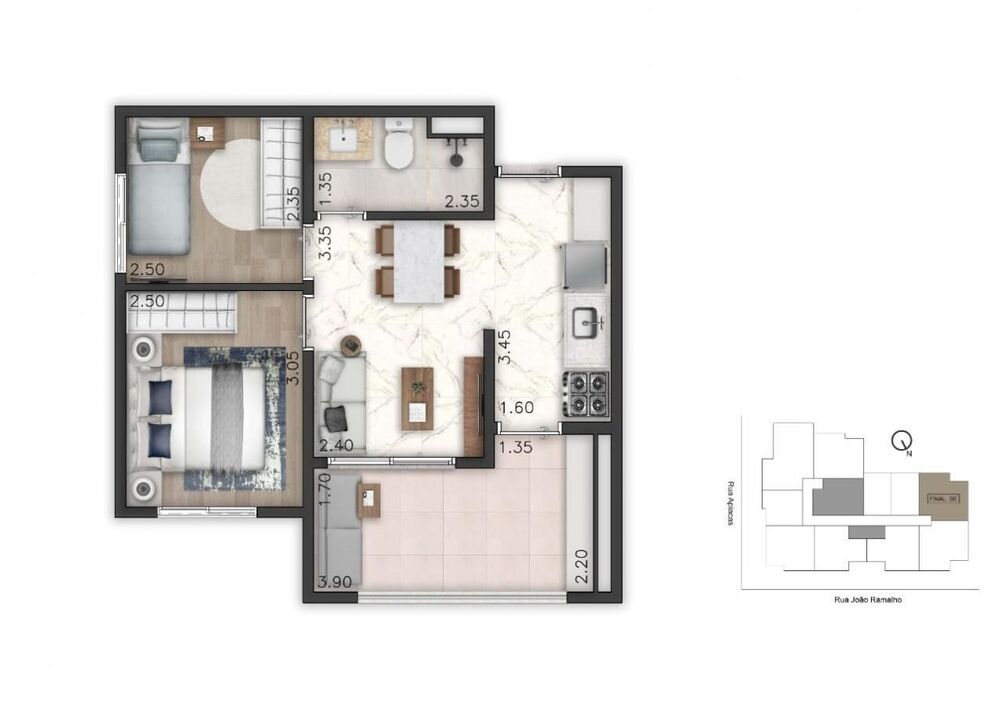 Apartamento, 2 quartos, 45 m² - Foto 2