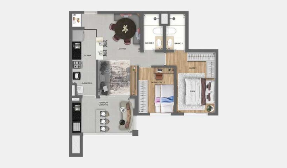 Apartamento, 2 quartos, 69 m² - Foto 1