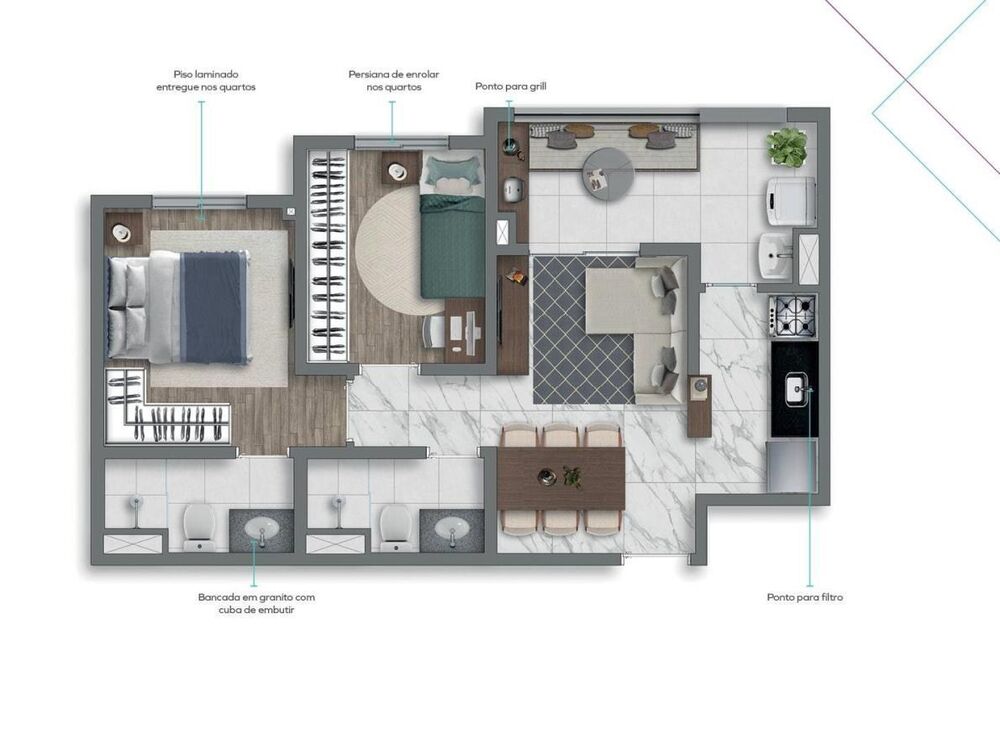 Apartamento, 3 quartos, 55 m² - Foto 2
