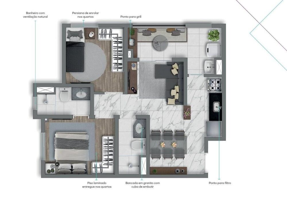 Apartamento, 3 quartos, 55 m² - Foto 7