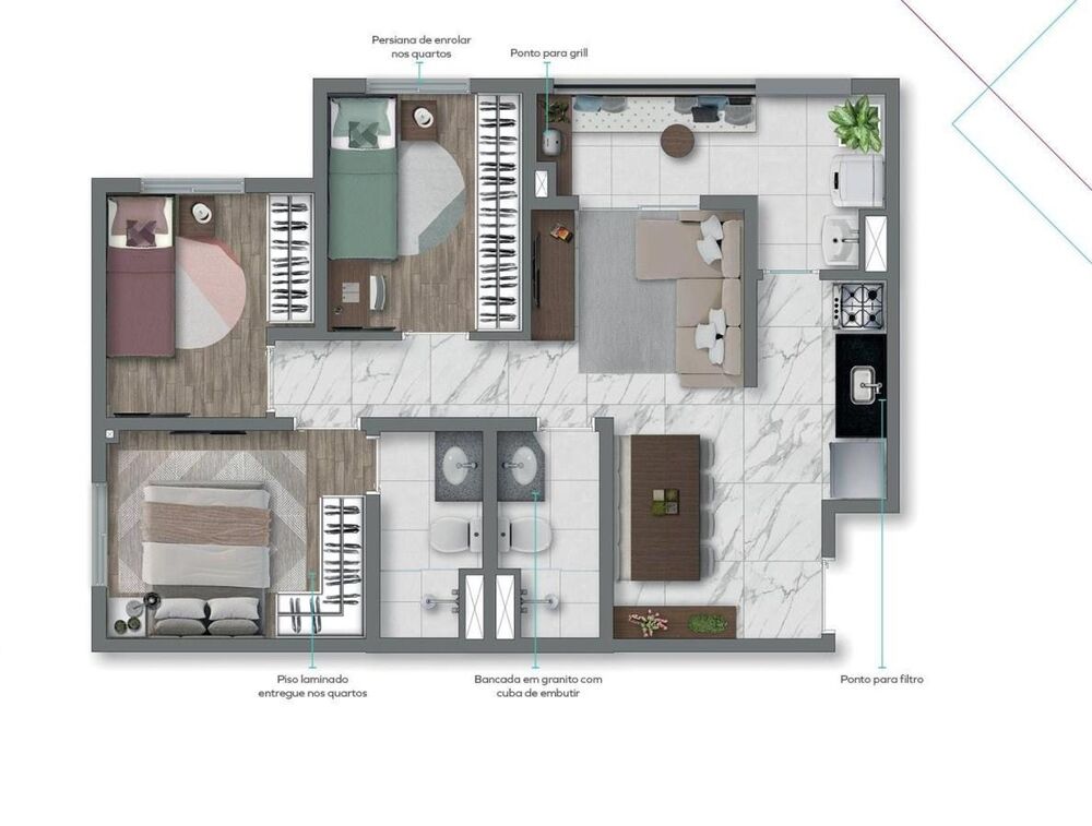 Apartamento, 3 quartos, 55 m² - Foto 9