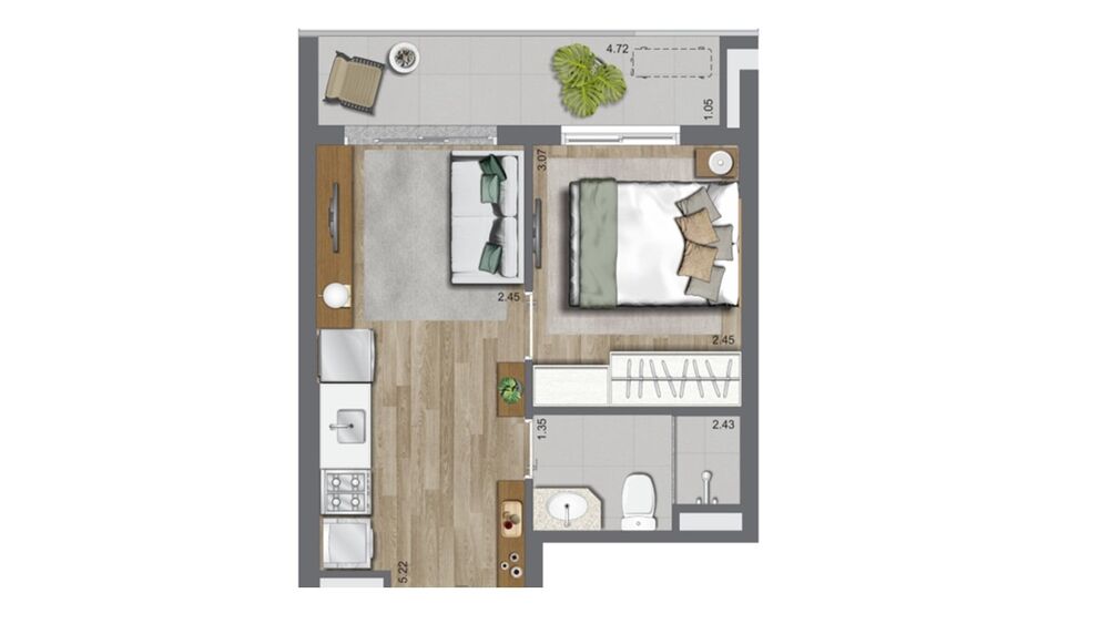 Apartamento, 1 quarto, 28 m² - Foto 9