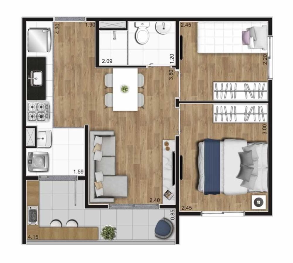 Apartamento, 2 quartos, 39 m² - Foto 3