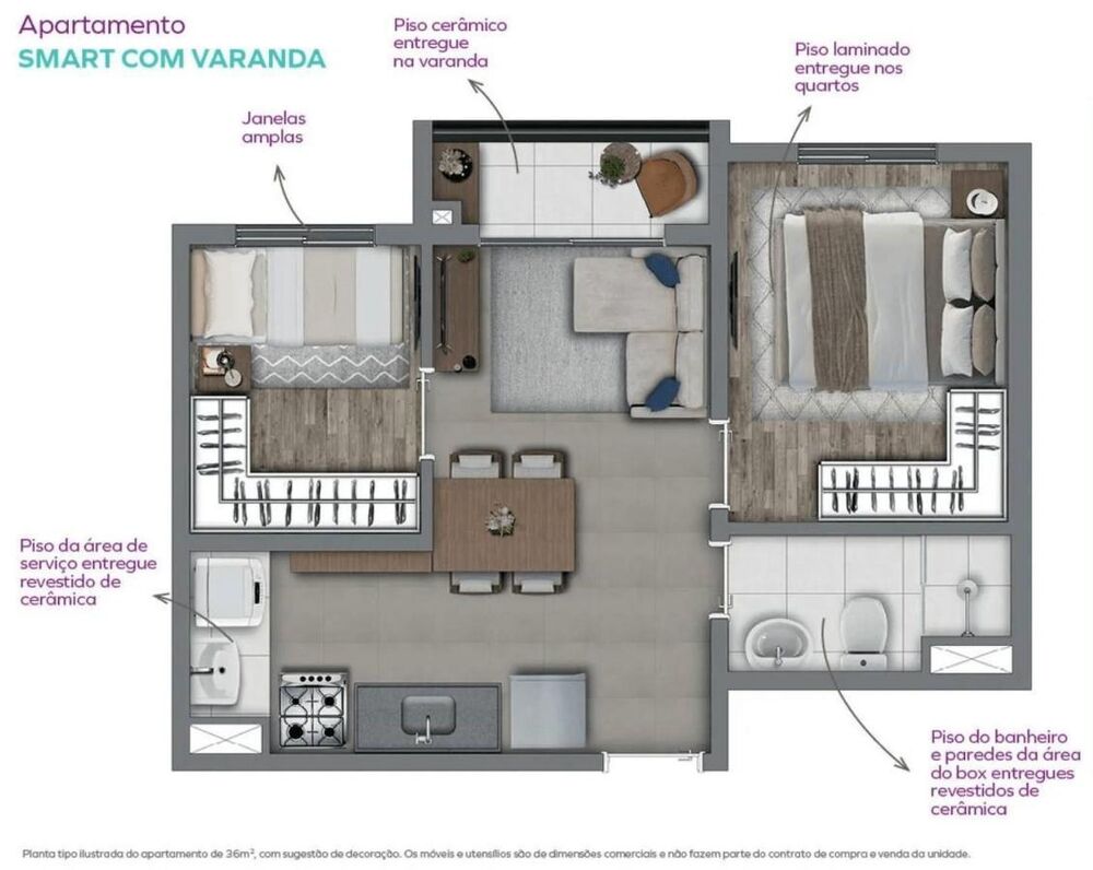 Apartamento, 2 quartos, 37 m² - Foto 3