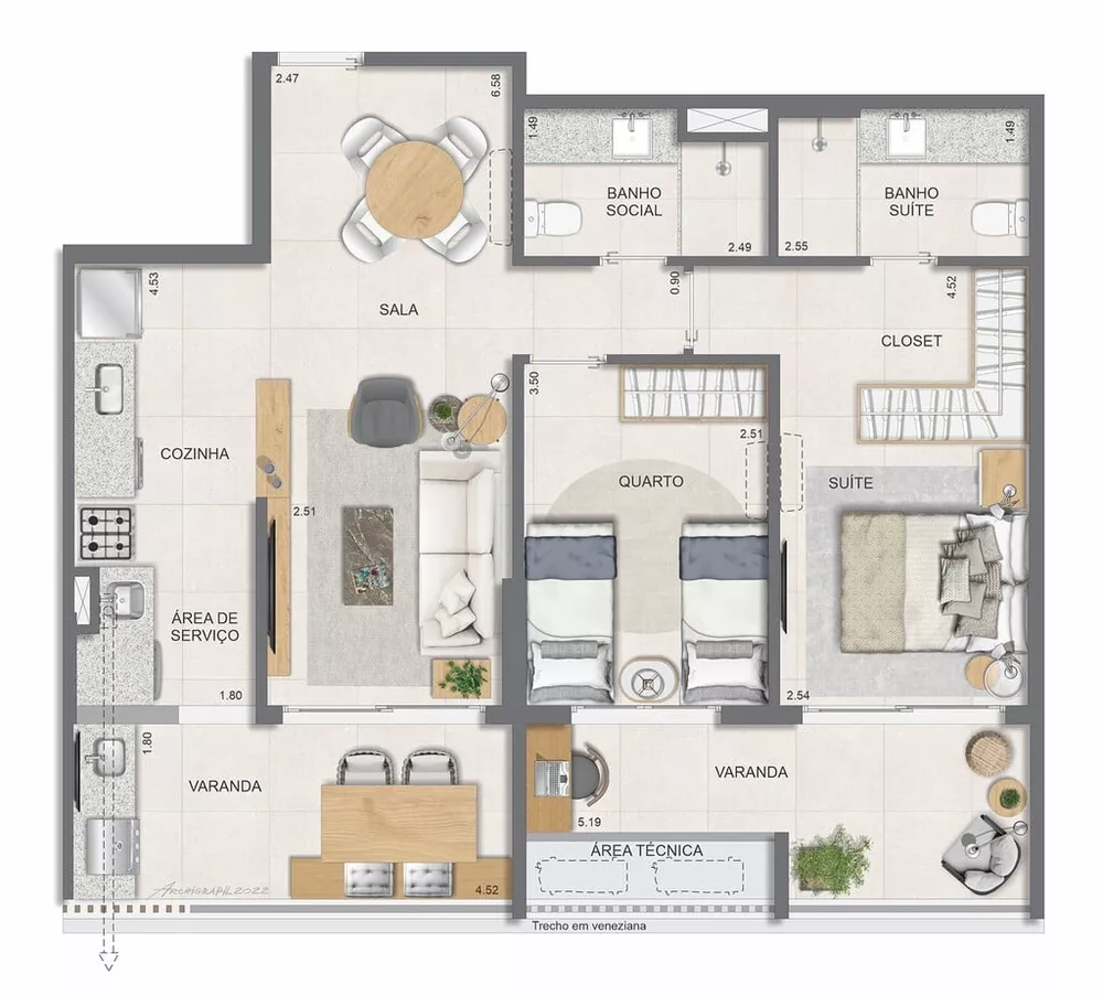 Apartamento, 2 quartos, 77 m² - Foto 2