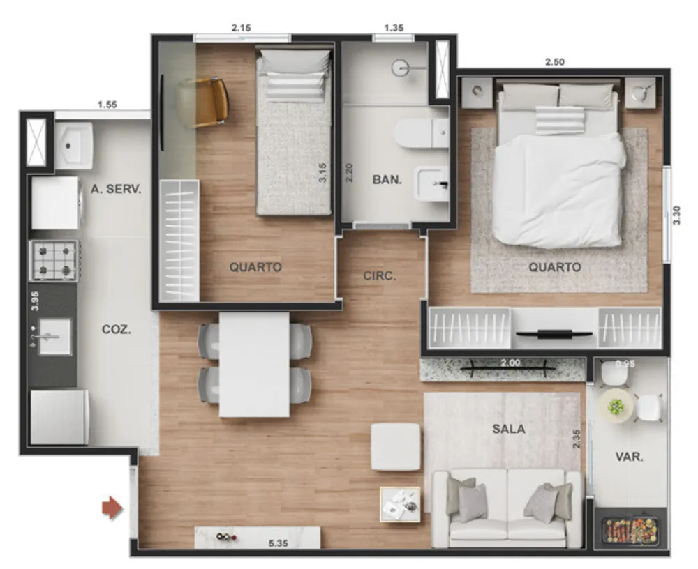 Apartamento, 2 quartos, 43 m² - Foto 46