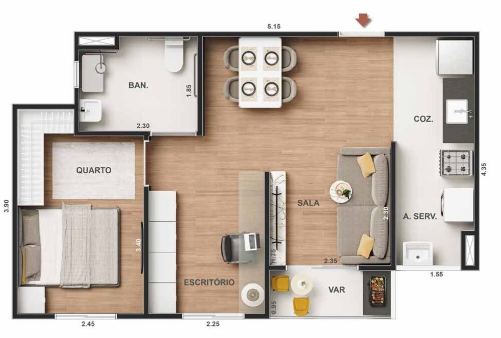 Apartamento, 1 quarto, 35 m² - Foto 17