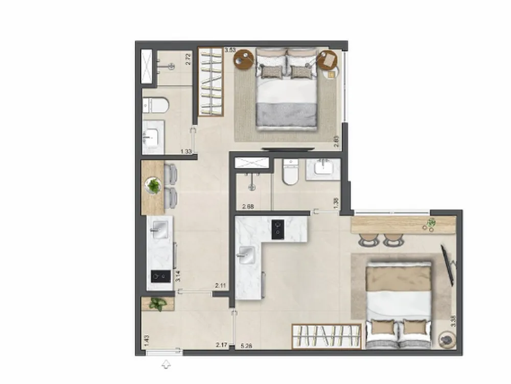Apartamento, 2 quartos, 45 m² - Foto 61