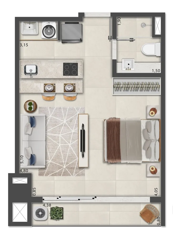 Apartamento, 1 quarto, 77 m² - Foto 94