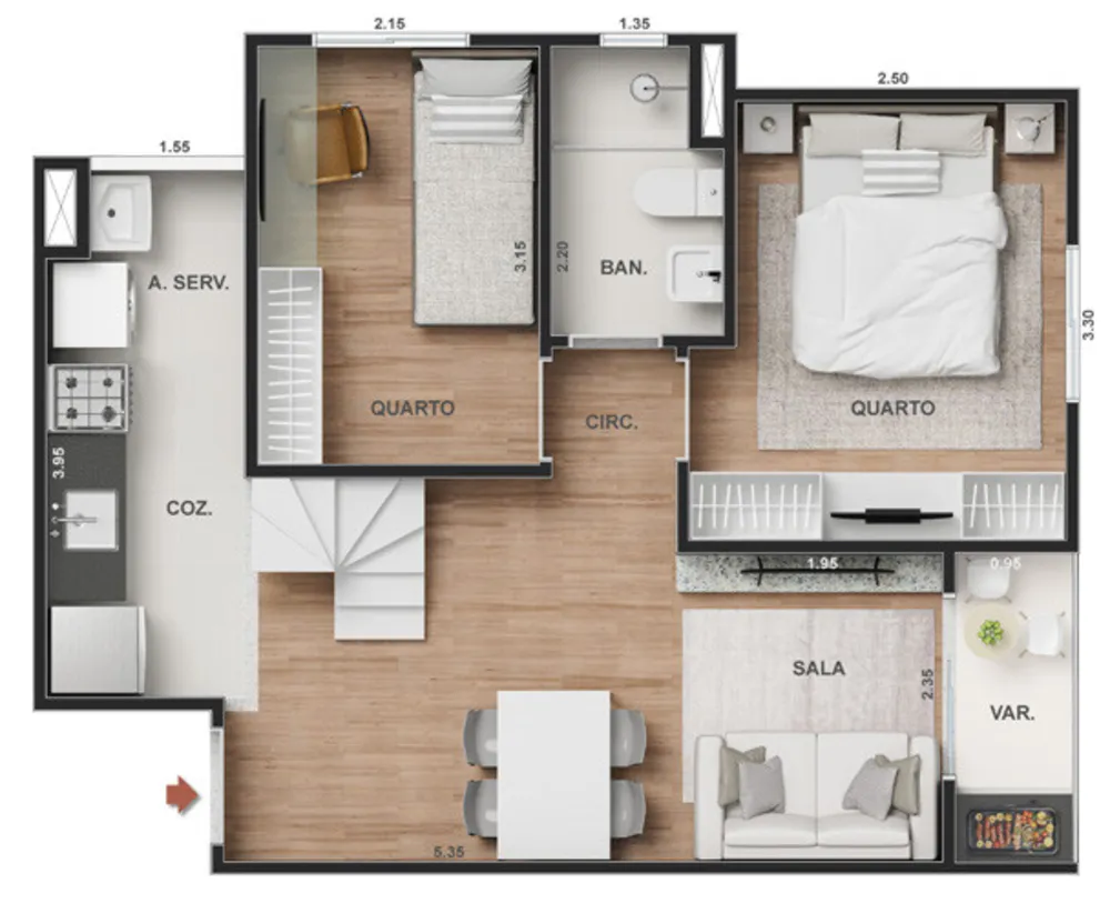 Apartamento, 2 quartos, 43 m² - Foto 55