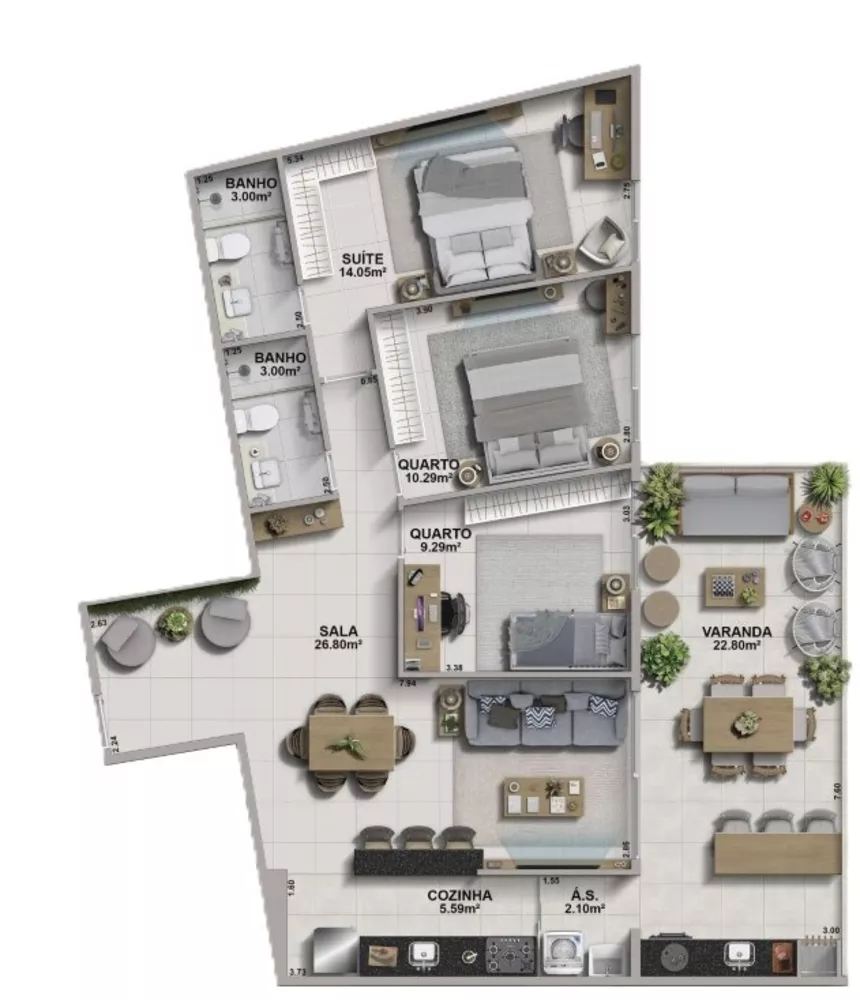 Cobertura, 3 quartos, 108 m² - Foto 2