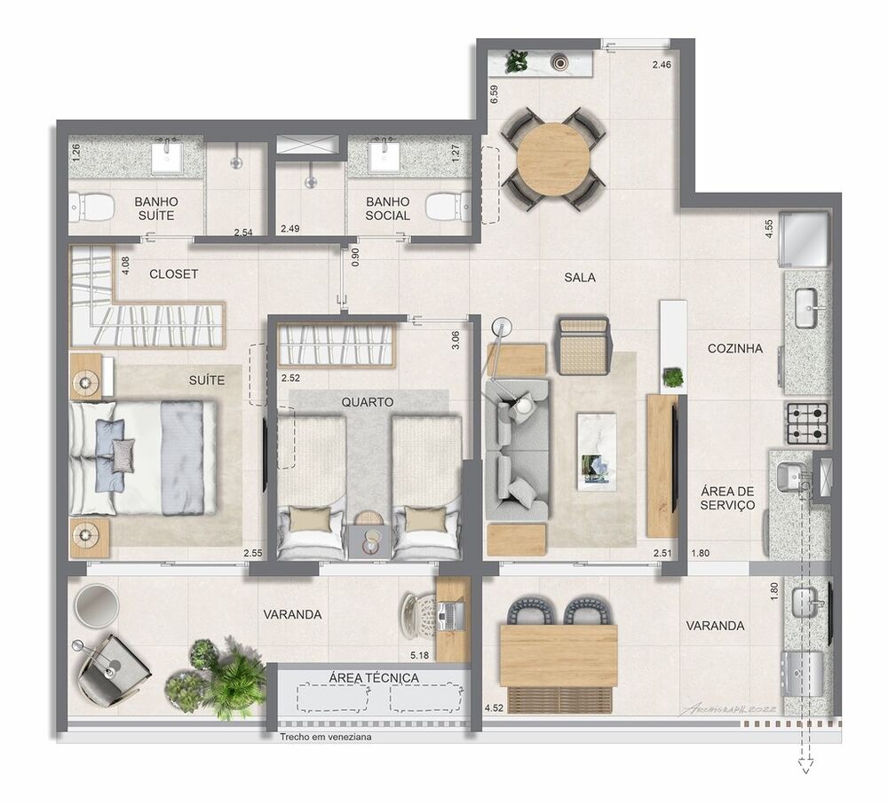 Apartamento à venda com 2 quartos, 77m² - Foto 14