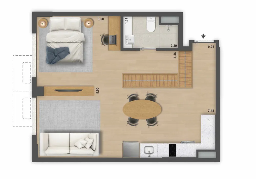 Cobertura, 1 quarto, 72 m² - Foto 22