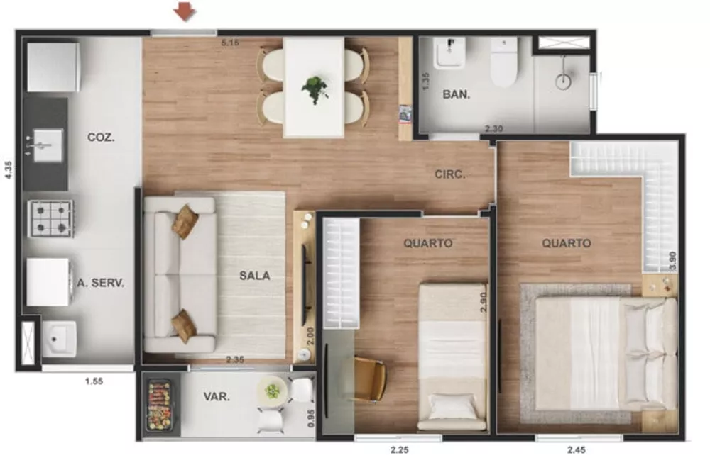 Apartamento, 2 quartos, 51 m² - Foto 16