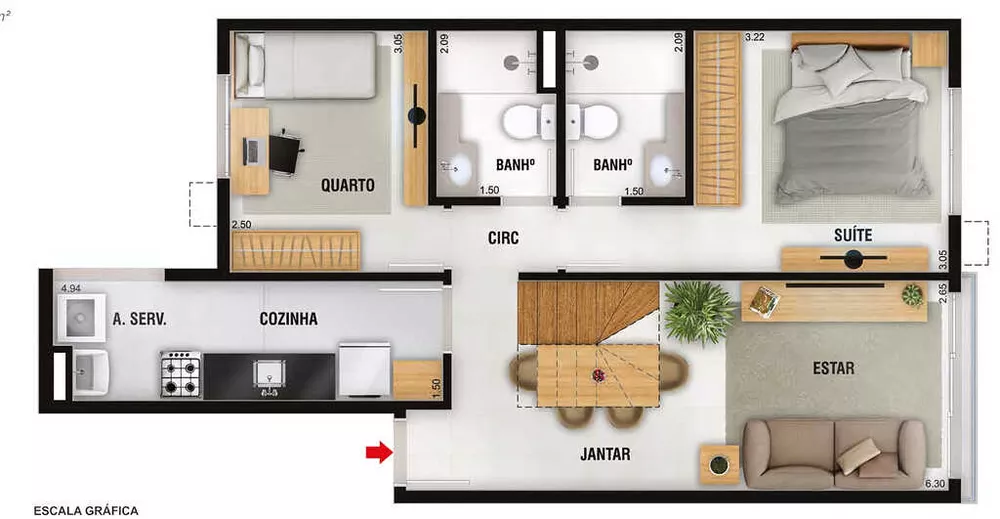 Apartamento, 3 quartos, 75 m² - Foto 1