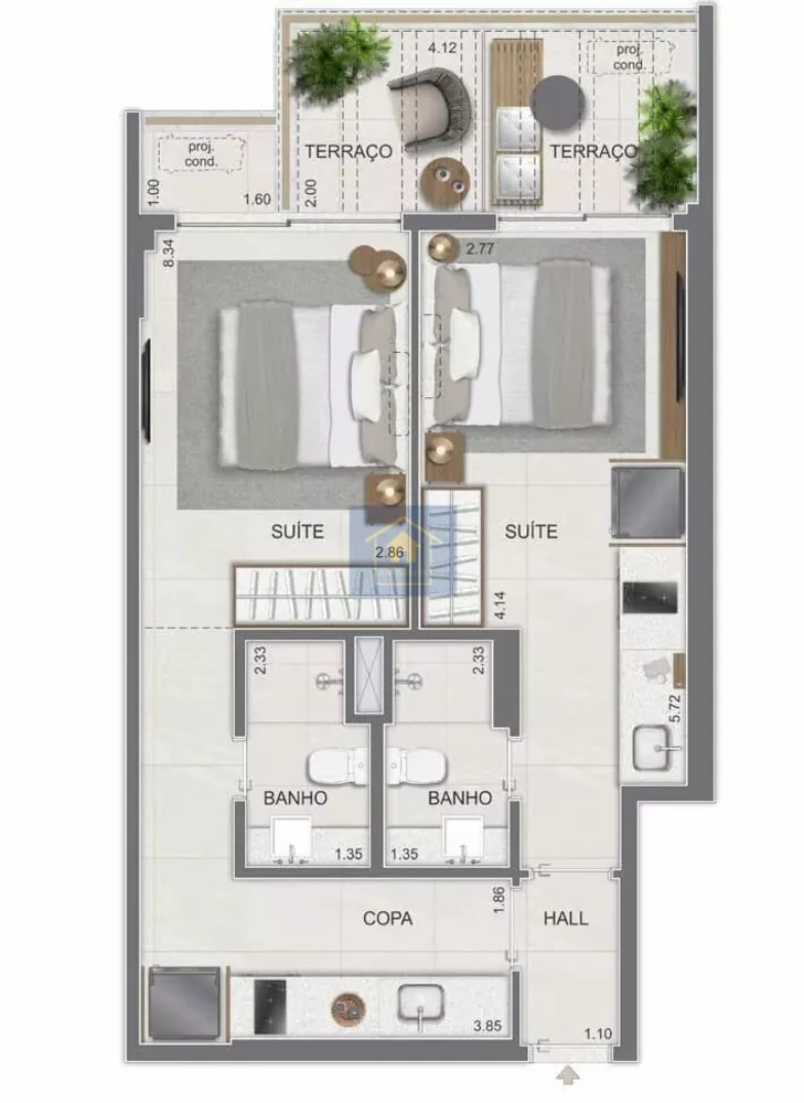 Apartamento, 2 quartos, 75 m² - Foto 3