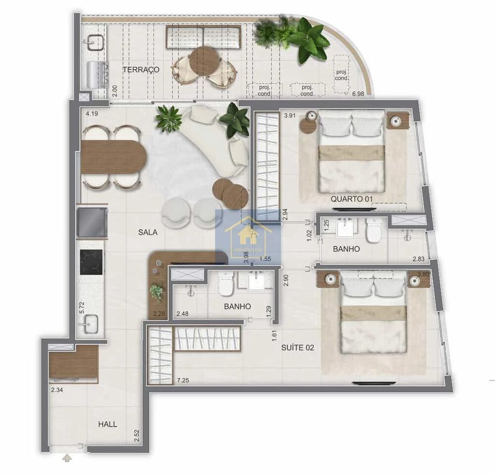 Cobertura, 2 quartos, 92 m² - Foto 1