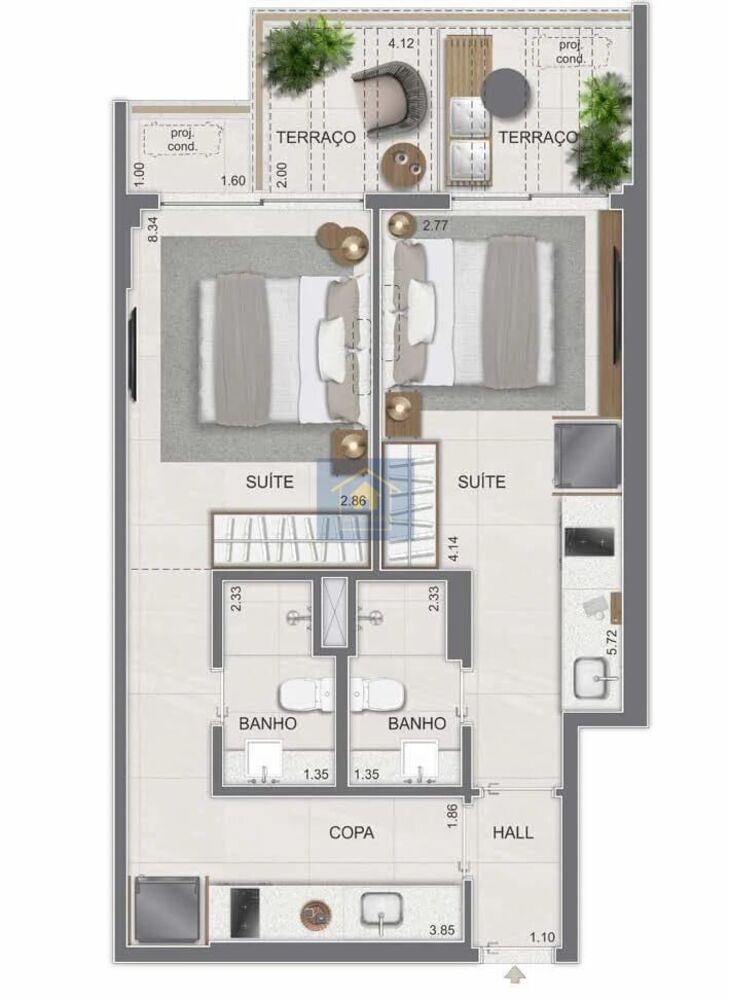 Cobertura, 2 quartos, 92 m² - Foto 2
