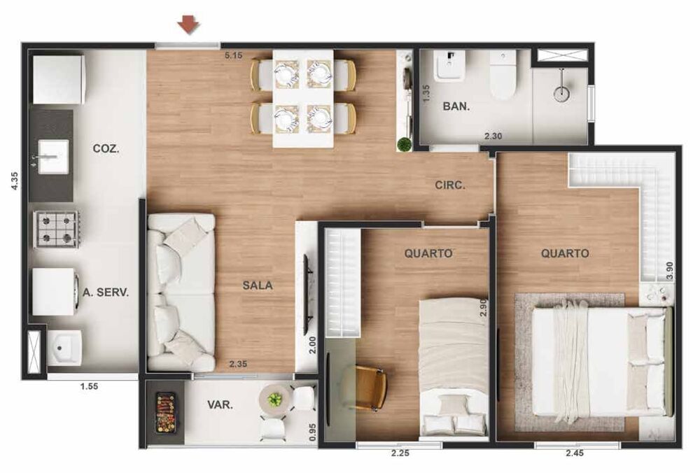 Apartamento à venda com 2 quartos, 43m² - Foto 7