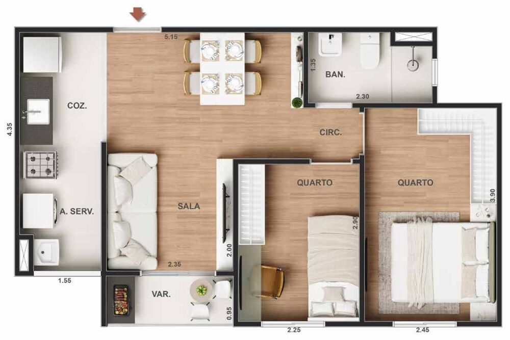 Apartamento à venda com 2 quartos, 43m² - Foto 6