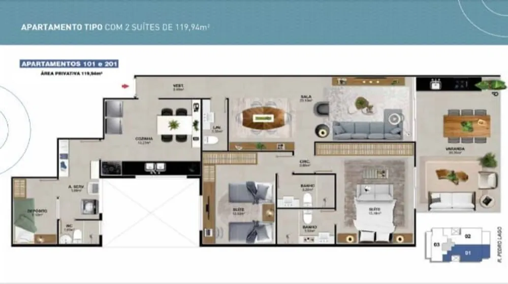 Apartamento, 3 quartos, 120 m² - Foto 3