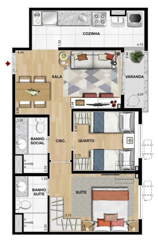 Apartamento, 2 quartos, 53 m² - Foto 58
