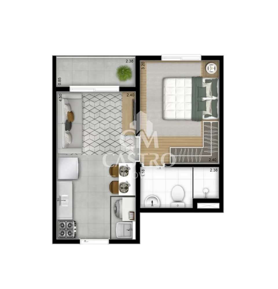 Apartamento, 1 quarto, 25 m² - Foto 2